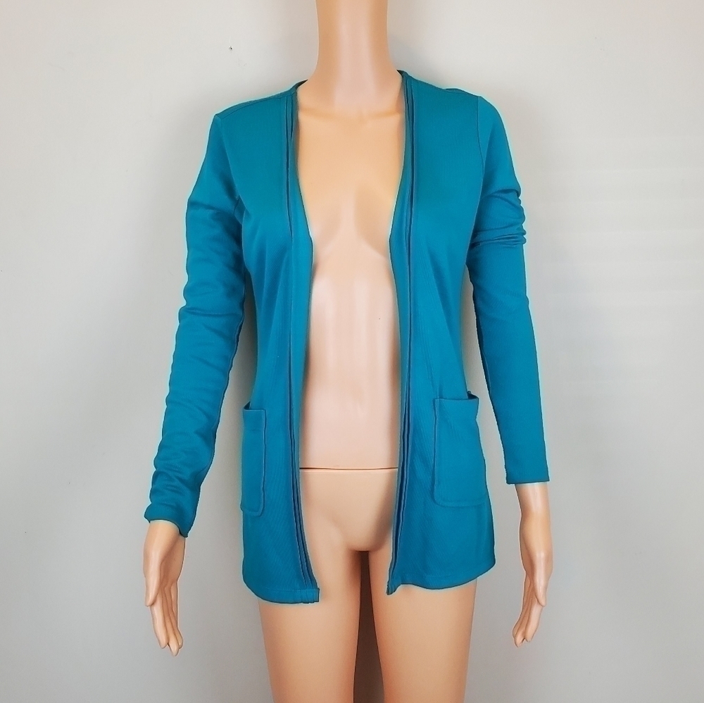 Ann Taylor Blue/Green long sleeve open front cardigan sweater